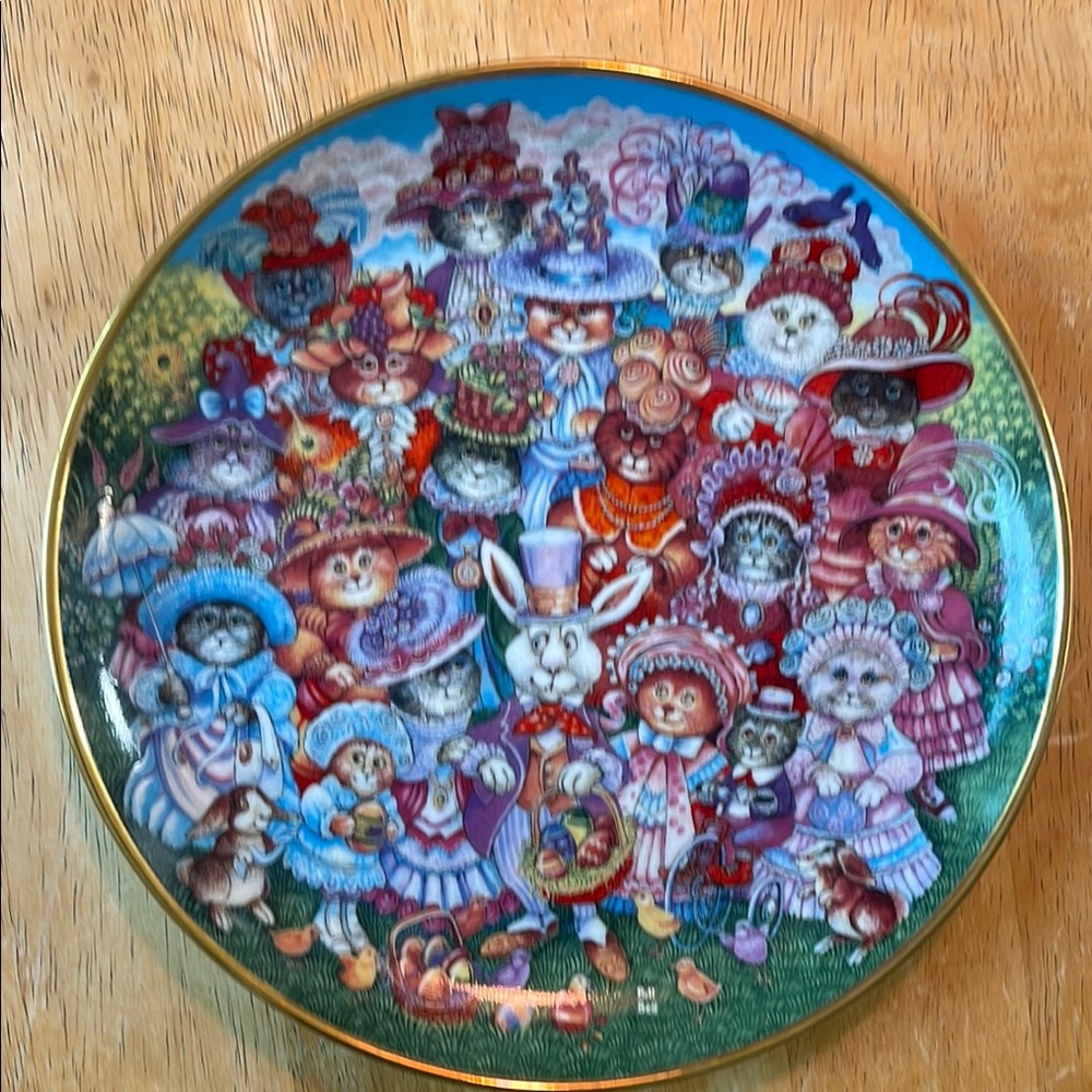 Franklin Mint Bill Bell Easter Purrade Kitty Cat Collector Plate 8" HJ4766